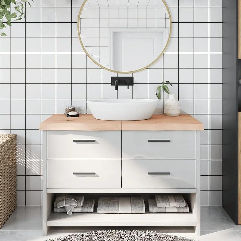 Vonios kambario stalviršis, 120x50x(2–6) cm, medienos masyvas