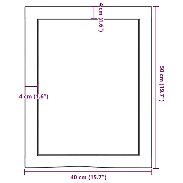 vannasistabas letes virsma, 40x50x(2-4)cm, apstrādāts masīvkoks