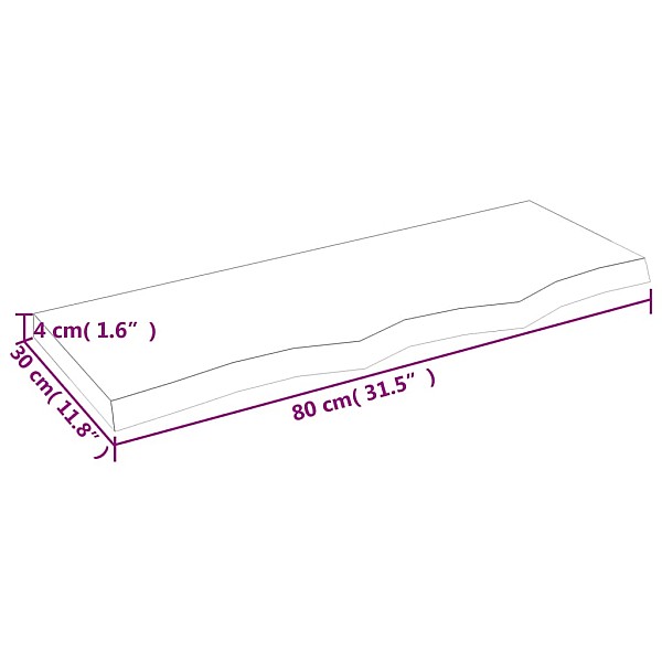 vannasistabas virsma, tumši brūna, 80x30x(2-4) cm, masīvkoks