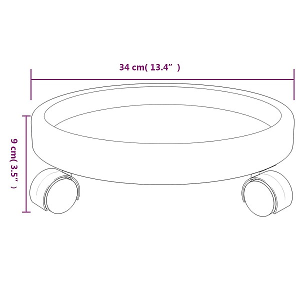 podu paliktņi ar riteņiem, 2 gab., pelēki, 34 cm, 35 kg