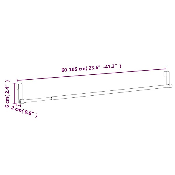 aizkaru stangas, 2 gab., balta, sudrabaina, 60-105cm, alumīnijs