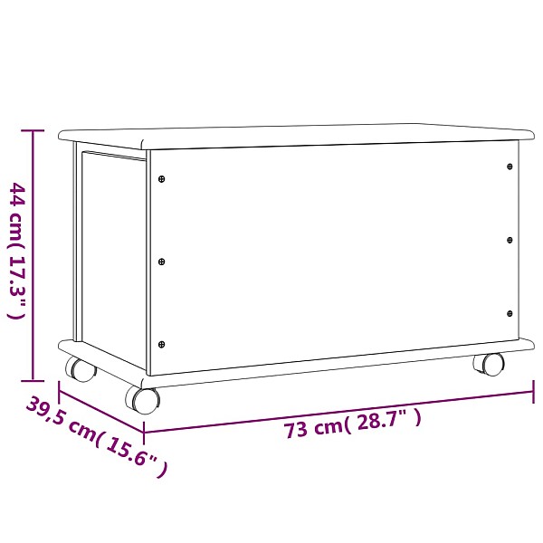 lāde ar riteņiem ALTA, balta, 73x39,5x44 cm, priedes masīvkoks