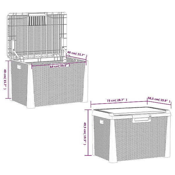 dārza uzglabāšanas kaste ar matraci, brūna, 125 L, PP
