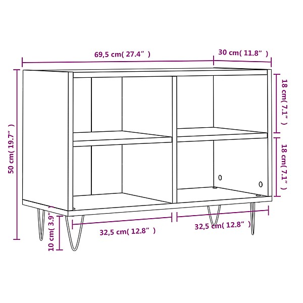 TV plauktiņš, balts, 69,5x30x50 cm, inženierijas koks