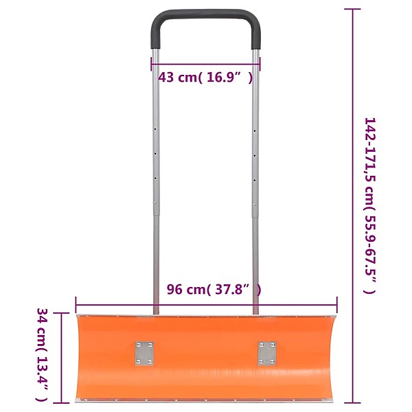 sniega lāpsta ar izvelkamu rokturi, oranža, 96 cm, tērauds