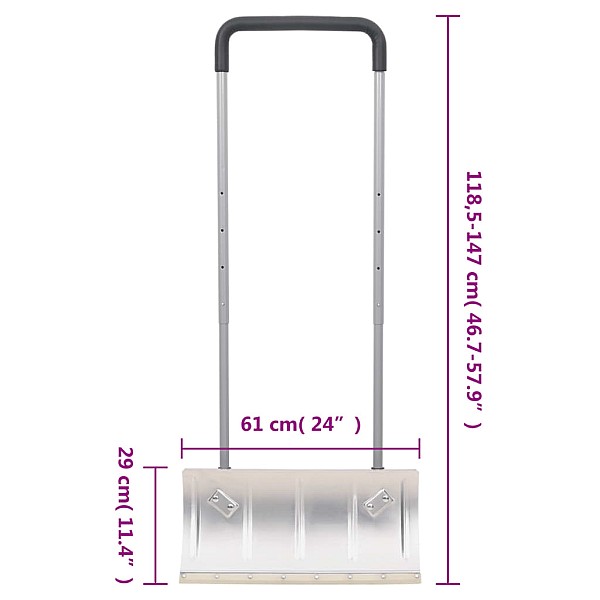 sniega lāpsta ar izvelkamu rokturi, sudrabaina, 61 cm, tērauds