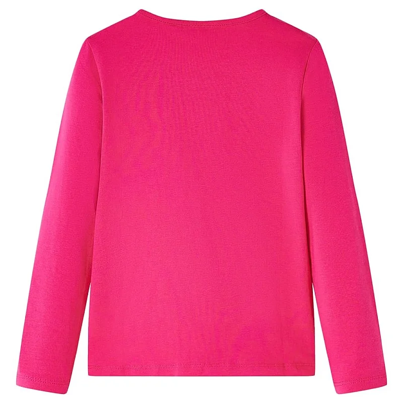 Vaikiški marškinėliai ilgomis rankovėmis, ryškiai rožiniai, 128 dydžio