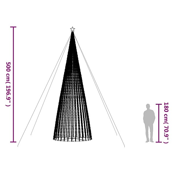 Ziemassvētku eglītes dekorācija, 1544 LED, silti baltas, 500 cm