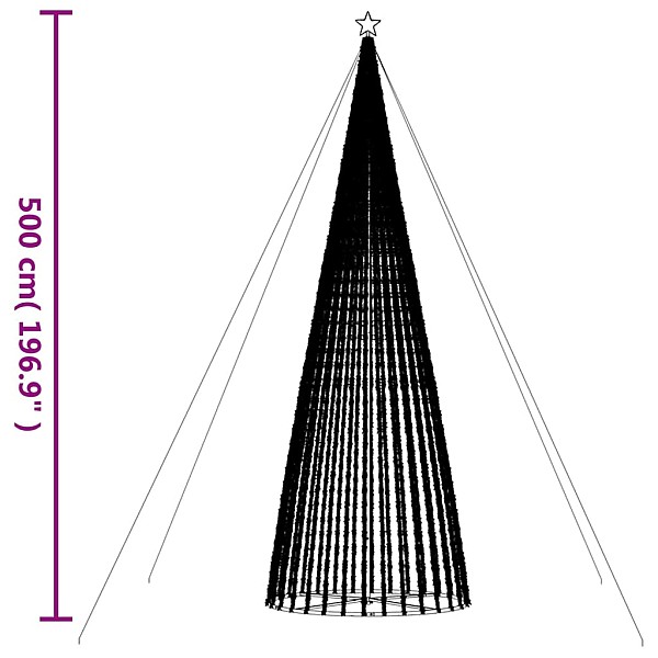 Ziemassvētku eglītes dekorācija, 1544 LED, silti baltas, 500 cm