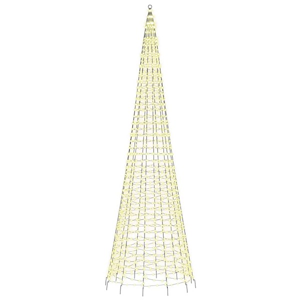 Ziemassvētku egle karoga mastam, 1534 silti baltas LED, 500 cm