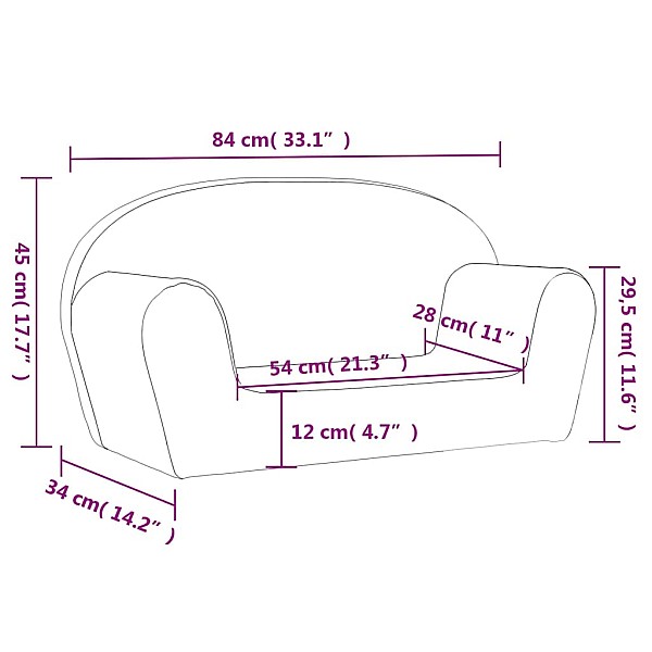 Bērnu dīvāns 2-vietīgs krēmkrāsas mīksts plīša