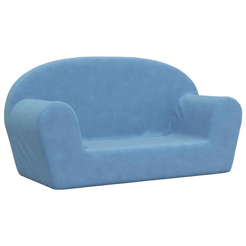 Vaikiška dvivietė sofa, mėlynos spalvos, minkštas pliušas Vaikiška dvivietė sofa, mėlynos spalvos, minkštas pliušas