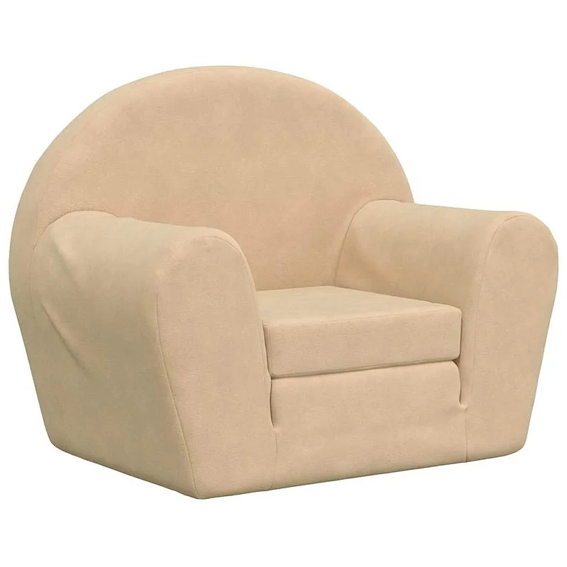 Vaikiška sofa-lova, kreminės spalvos, minkštas pliušas Vaikiška sofa-lova, kreminės spalvos, minkštas pliušas