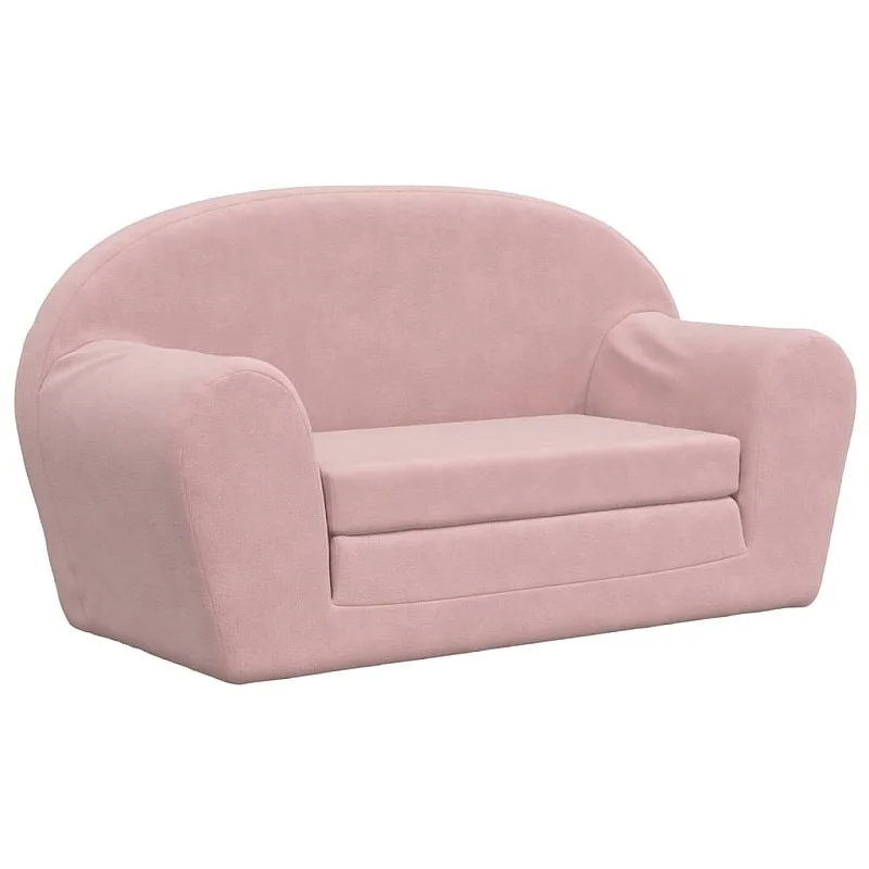 Vaikiška dvivietė sofa-lova, rožinės spalvos, minkštas pliušas Vaikiška dvivietė sofa-lova, rožinės spalvos, minkštas pliušas