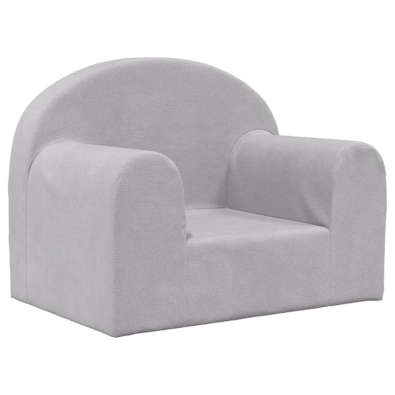 Vaikiška sofa, šviesiai pilkos spalvos, minkštas pliušas Vaikiška sofa, šviesiai pilkos spalvos, minkštas pliušas