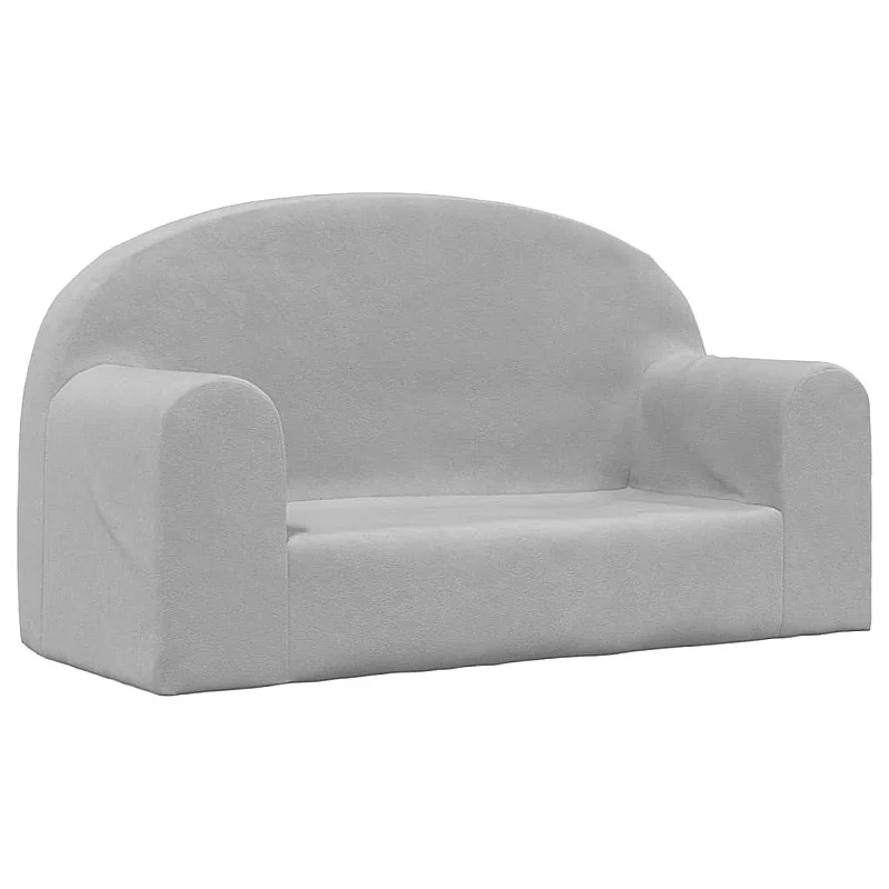 Vaikiška dvivietė sofa, šviesiai pilka, minkštas pliušas Vaikiška dvivietė sofa, šviesiai pilka, minkštas pliušas