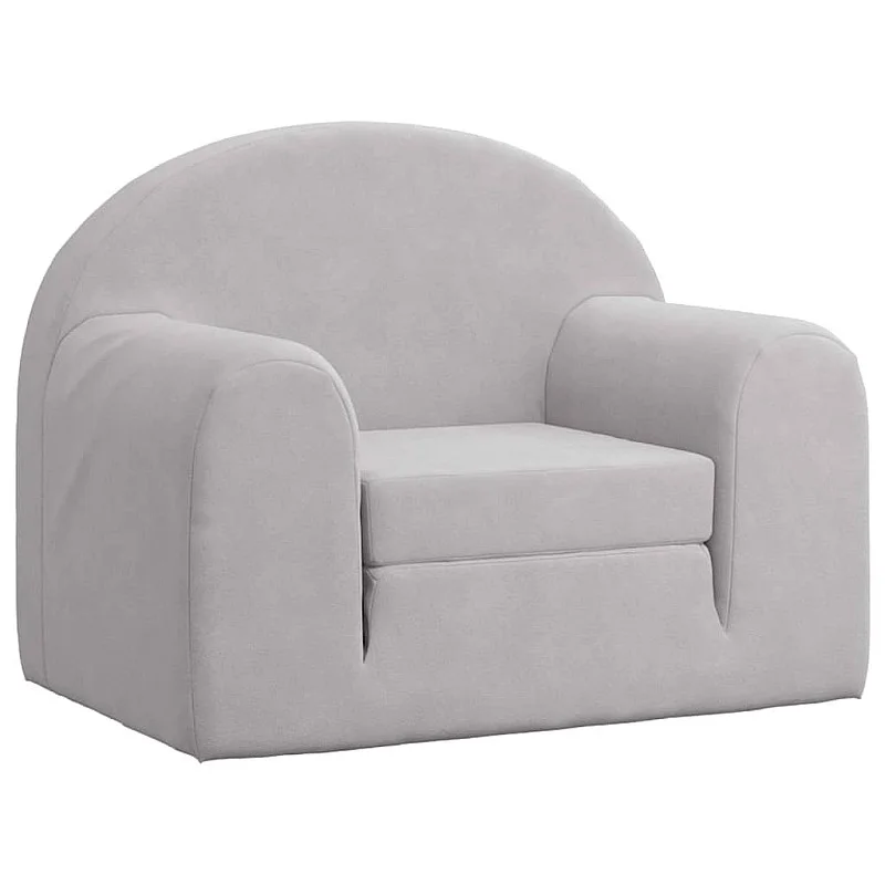 Vaikiška sofa-lova, šviesiai pilkos spalvos, minkštas pliušas Vaikiška sofa-lova, šviesiai pilkos spalvos, minkštas pliušas