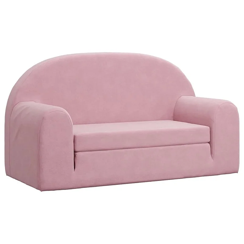 Vaikiška dvivietė sofa-lova, rožinės spalvos, minkštas pliušas Vaikiška dvivietė sofa-lova, rožinės spalvos, minkštas pliušas
