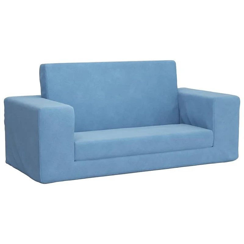 Vaikiška dvivietė sofa-lova, mėlynos spalvos, minkštas pliušas Vaikiška dvivietė sofa-lova, mėlynos spalvos, minkštas pliušas