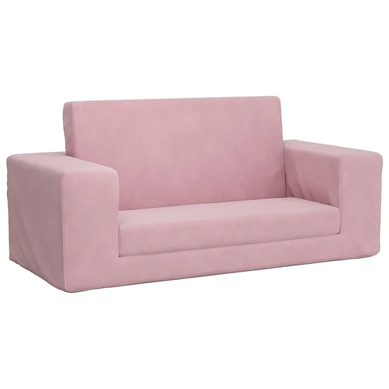 Vaikiška dvivietė sofa-lova, rožinės spalvos, minkštas pliušas Vaikiška dvivietė sofa-lova, rožinės spalvos, minkštas pliušas