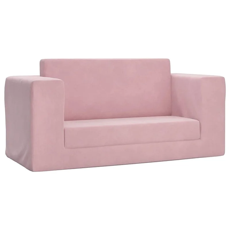 Vaikiška dvivietė sofa-lova, rožinės spalvos, minkštas pliušas Vaikiška dvivietė sofa-lova, rožinės spalvos, minkštas pliušas