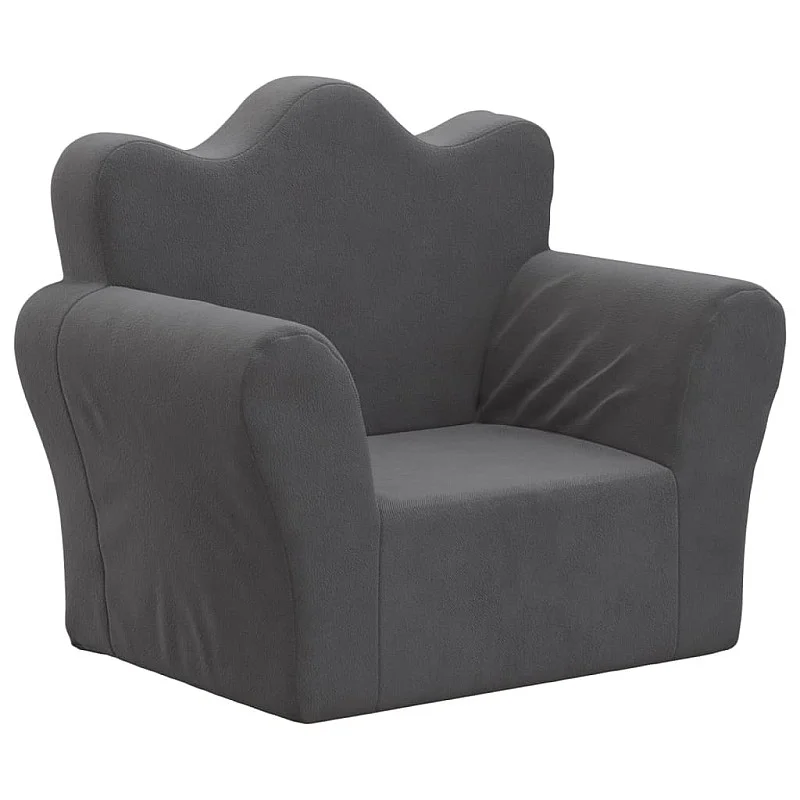 Vaikiška sofa, antracito spalvos, minkštas pliušas Vaikiška sofa, antracito spalvos, minkštas pliušas