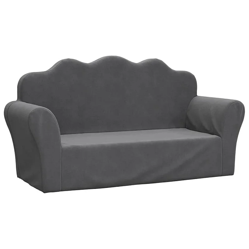 Vaikiška dvivietė sofa, antracito spalvos, minkštas pliušas Vaikiška dvivietė sofa, antracito spalvos, minkštas pliušas