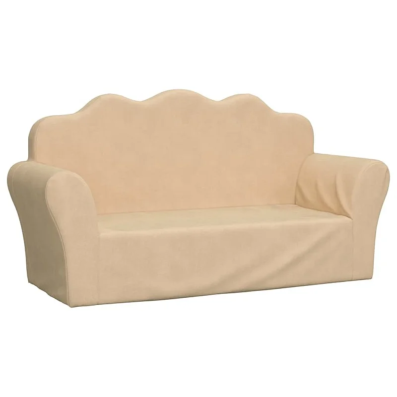 Dvivietė vaikiška sofa, kreminės spalvos, minkštas pliušas Dvivietė vaikiška sofa, kreminės spalvos, minkštas pliušas