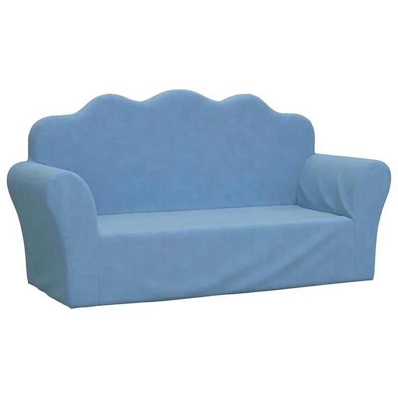 Vaikiška dvivietė sofa, mėlynos spalvos, minkštas pliušas Vaikiška dvivietė sofa, mėlynos spalvos, minkštas pliušas