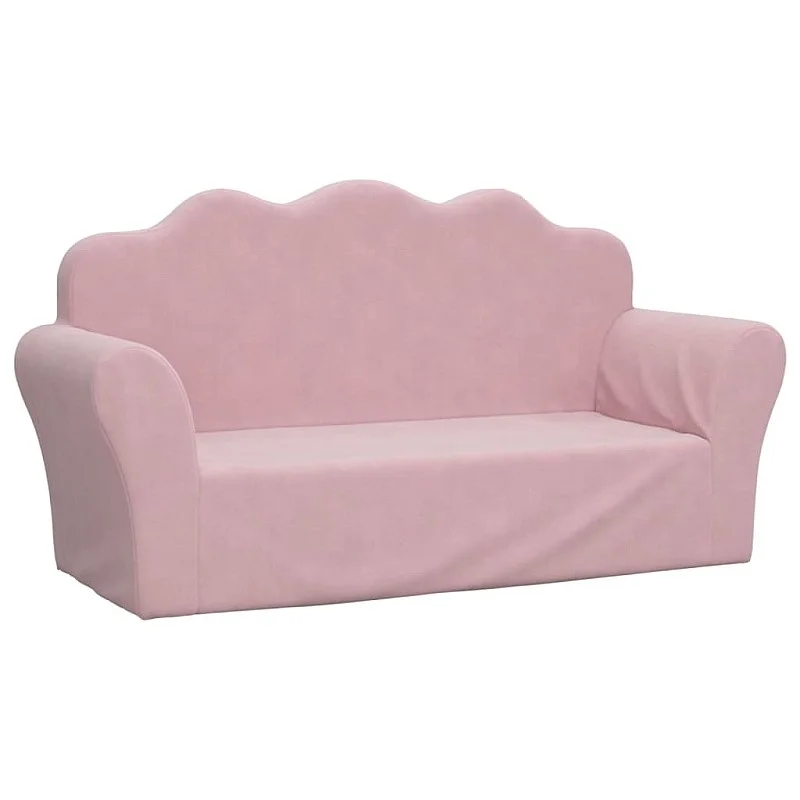 Vaikiška dvivietė sofa, rožinės spalvos, minkštas pliušas Vaikiška dvivietė sofa, rožinės spalvos, minkštas pliušas