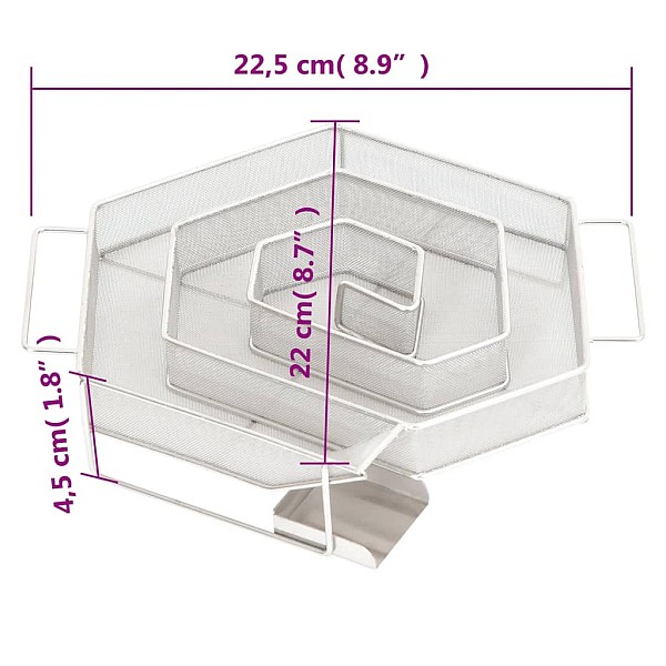 aukstās kūpināšanas dūmu ģenerators, sešstūra, 22,5 cm, tērauds