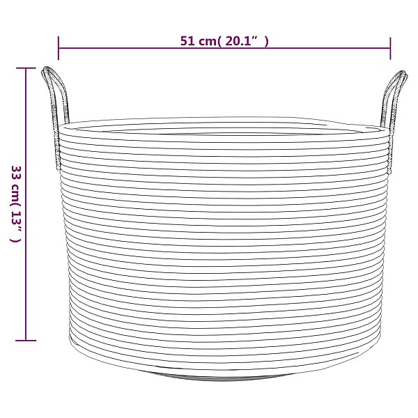 uzglabāšanas grozs, bēšs ar baltu, Ø51x33 cm, kokvilna