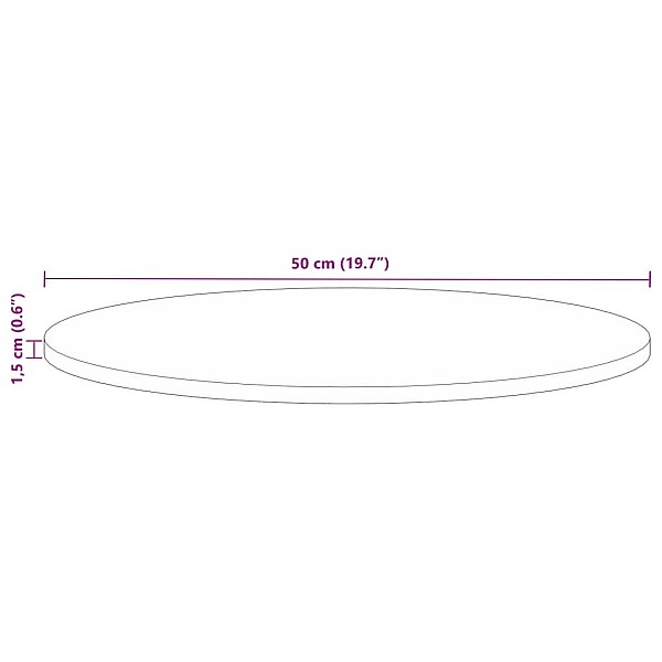 galda virsma, Ø 50x1,5 cm, apaļa, pārstrādāts masīvkoks