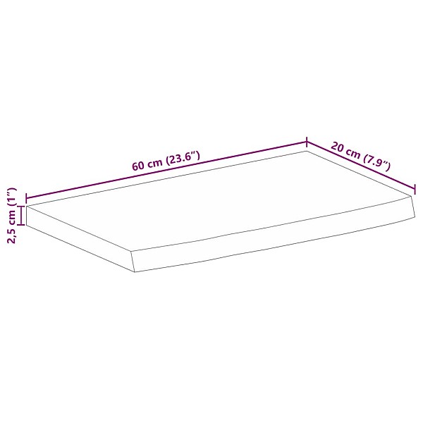 galda virsma, 60x20x2,5 cm, mango masīvkoks