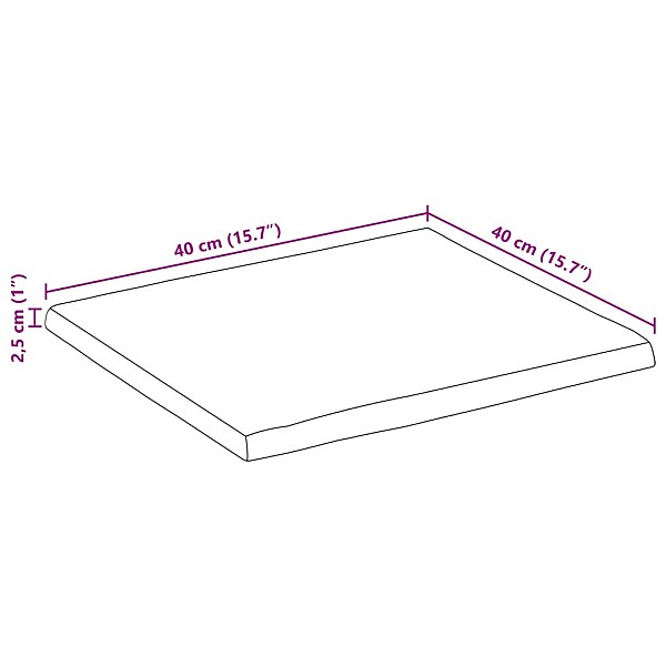 galda virsma, 40x40x2,5 cm, neapstrādāts mango masīvkoks