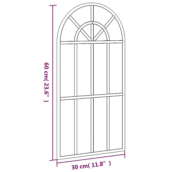 sienas spogulis, melns, 30x60 cm, dzelzs