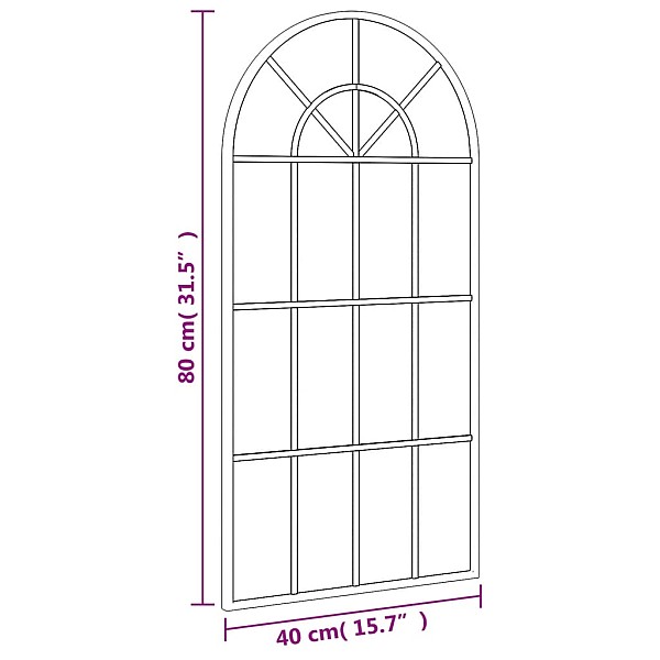 sienas spogulis, melns, 40x80 cm, dzelzs