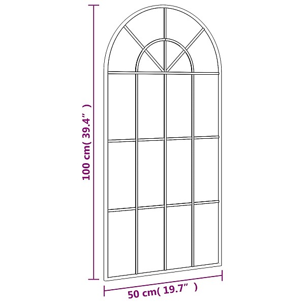 sienas spogulis, melns, 50x100 cm, dzelzs