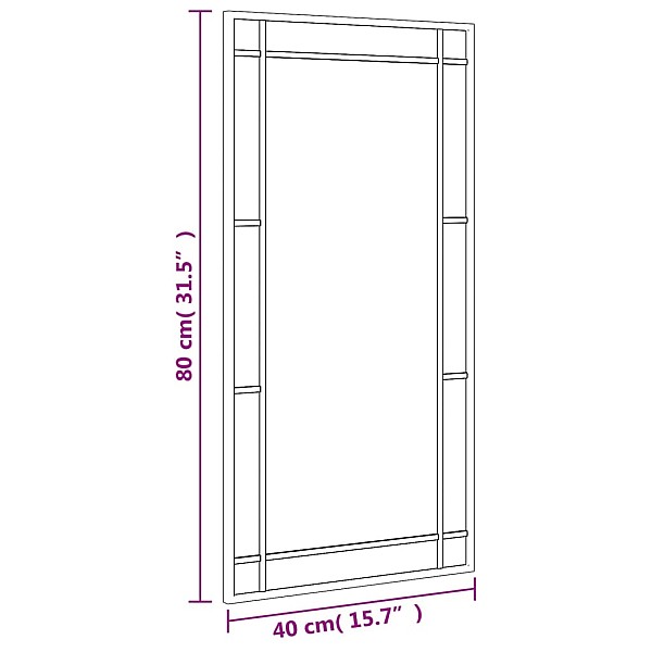sienas spogulis, melns, 40x80 cm, dzelzs