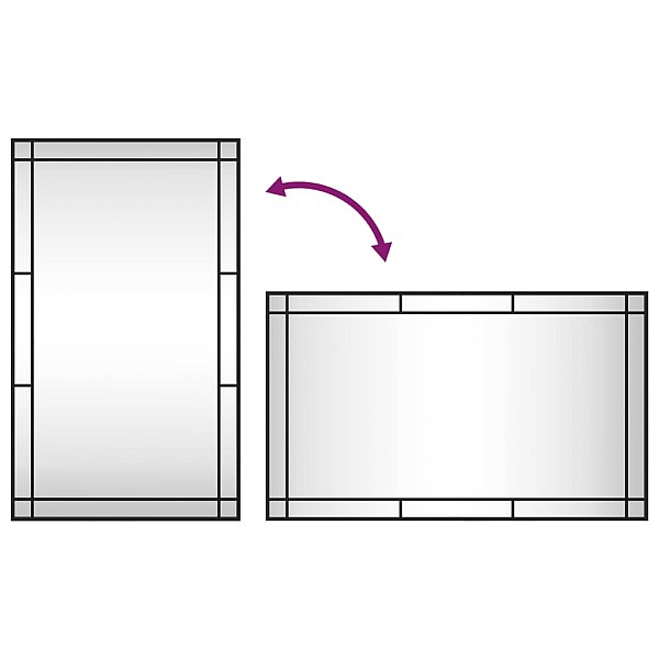 sienas spogulis, melns, 60x100 cm, taisnstūra, dzelzs