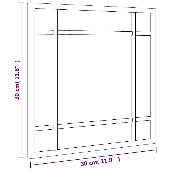 sienas spogulis, melns, 30x30 cm, kvadrāta, dzelzs