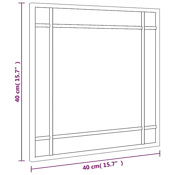 sienas spogulis, melns, 40x40 cm, kvadrāta, dzelzs