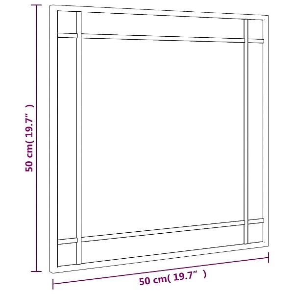 sienas spogulis, melns, 50x50 cm, kvadrāta, dzelzs