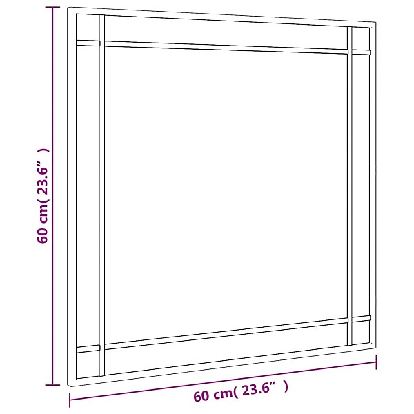 sienas spogulis, melns, 60x60 cm, kvadrāta, dzelzs