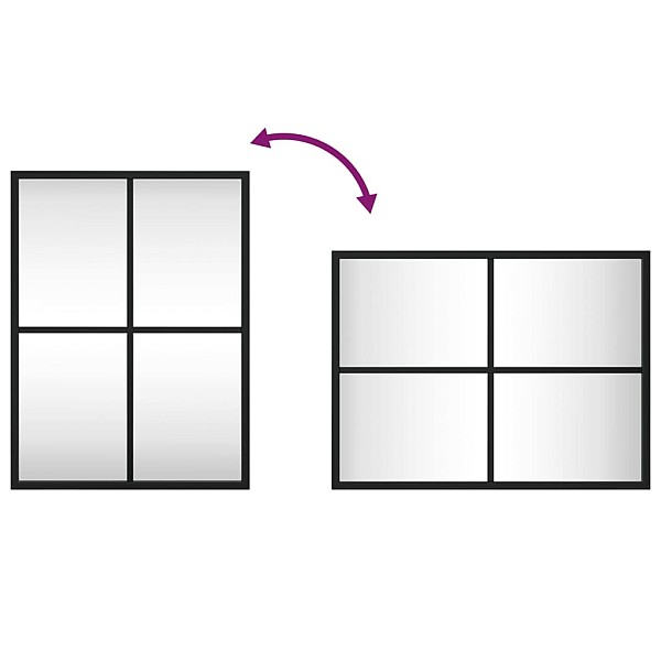 sienas spogulis, melns, 30x40 cm, taisnstūra, dzelzs
