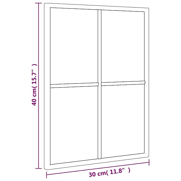 sienas spogulis, melns, 30x40 cm, taisnstūra, dzelzs