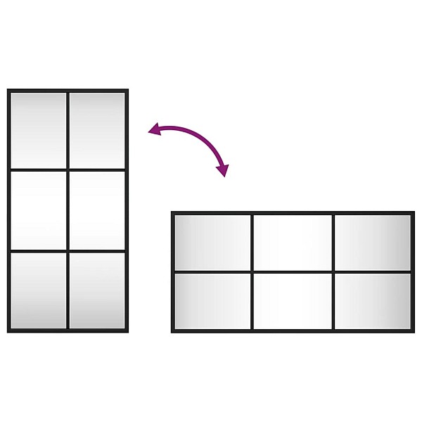 sienas spogulis, melns, 30x60 cm, taisnstūra, dzelzs