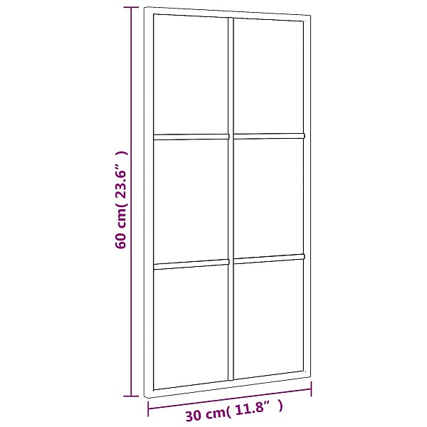 sienas spogulis, melns, 30x60 cm, taisnstūra, dzelzs