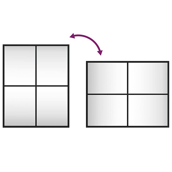 sienas spogulis, melns, 40x50 cm, taisnstūra, dzelzs
