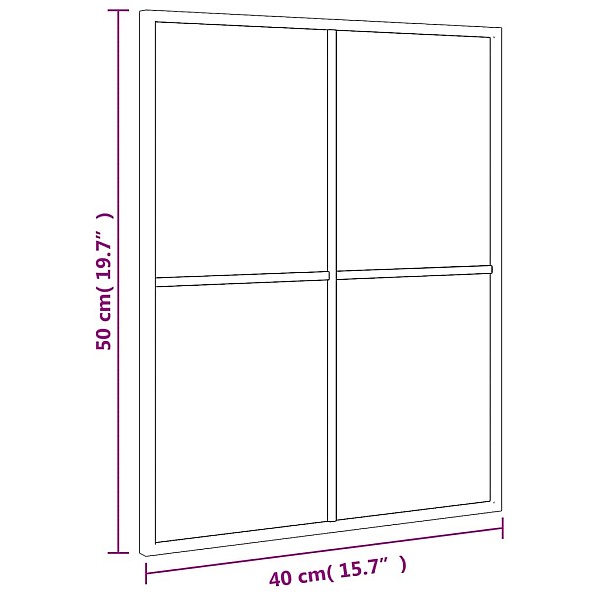 sienas spogulis, melns, 40x50 cm, taisnstūra, dzelzs